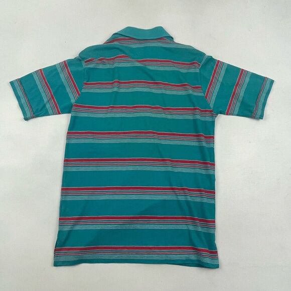 VTG Knights Bridge For Men Teal Red Striped Polo Shirt S/S Cotton Polyester Sz M - Picture 6 of 6